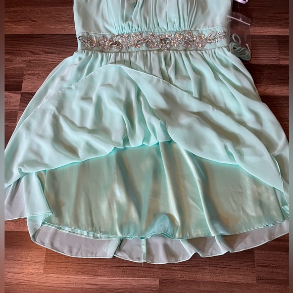 FIESTA Strapless Mint Green Mini Prom Dress with Rhinestone cummerbund SZ XL - Picture 7 of 12